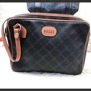 Bally monogram leather makeup bag